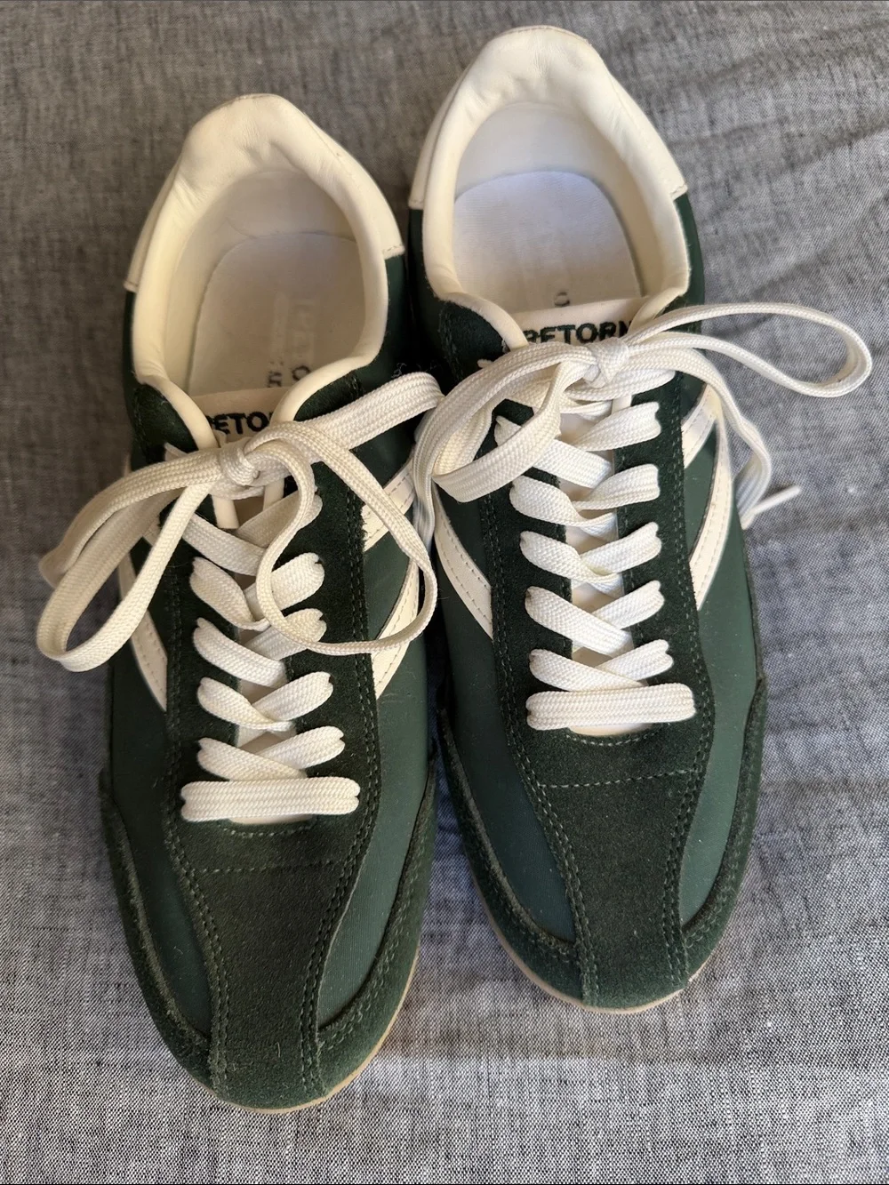 Retro Runner Women's Green and White Sneakers - Picture 1 of 8